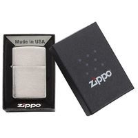 Комплект Zippo Запальничка 200 CLASSIC brushed chrome + Бензин + Кремені в подарунок + Чохол з прорізом LPTBK