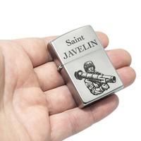 Комплект Zippo Запальничка Zippo 205 J Saint Javelin + Бензин + Кремені в подарунок
