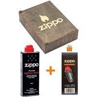 Комплект Zippo Подарункова упаковка + Бензин + Кремені в подарунок 
