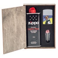 Фото Комплект Zippo Запальничка 205 Пес Патрон 205PP + Бензин + Кремені + Подарункова коробка