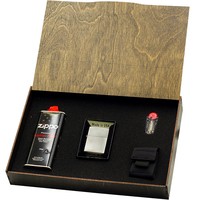 Фото Подарунковий набір Zippo Запальничка 205 + Коробка + Бензин + Кремні + Чохол на пояс чорний