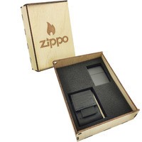 Фото Подарунковий набір Zippo Зажигалка 218 CLASSIC + Коробка + Чохол на пояс pz06bl чорний