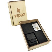 Фото Подарунковий набір Zippo Зажигалка 200-SU CLASSIC + Коробка + Чохол на пояс pz06bl олива
