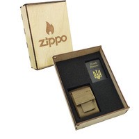 Фото Подарунковий набір Zippo Зажигалка 218-SU CLASSIC + Коробка + Чохол на пояс pz09co койот