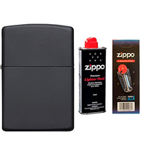 Фото Комплект Zippo Запальничка 218 CLASSIC black matte + Бензин + Кремені в подарунок