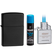 Фото Комплект Zippo Запальничка 218 CLASSIC black matte + Газовий інсерт до запальничок + Газ для запальничок