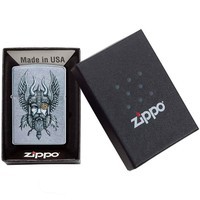 Комплект Zippo Запальничка Viking Warrior Design 29871 + Подарункова упаковка + Бензин + Кремені