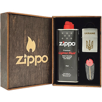 Фото Подарунковий набір Zippo Запальничка 200-U + Бензин 3141 + Коробка + Кремні 2406