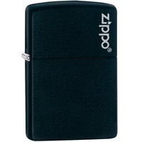 Фото Комплект Zippo Запальничка 218 ZL black matte with zippo logo + Бензин + Кремені + Подарункова коробка